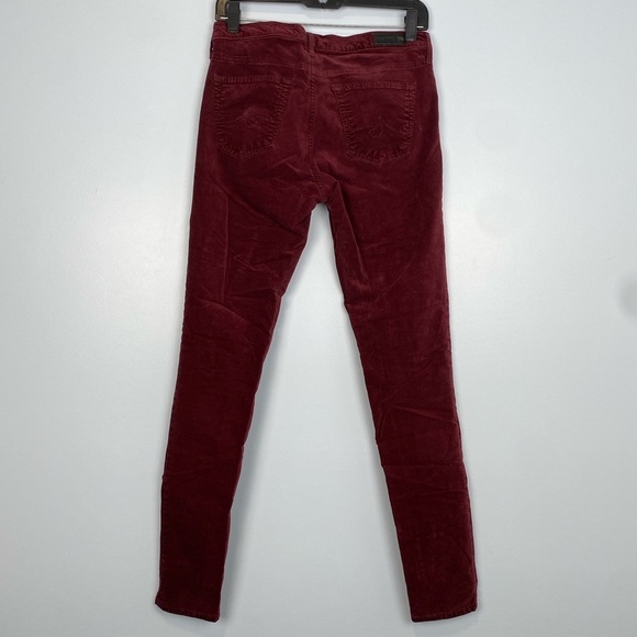 AG Women's The Legging Super Skinny Mid Rise Velvet Pants Maroon Size 28 R - Picture 9 of 11